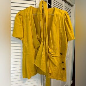 LOFT Yellow Women's Top with Button Detail